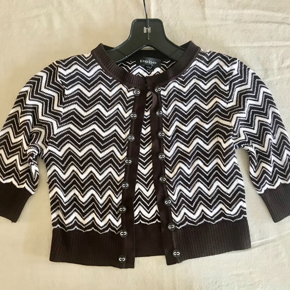 Bebe, Knitted Zig Zag Mini Cardigan